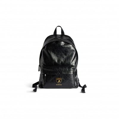 BALENCIAGA MEN'S BALENCIAGA X AUTOMOBILI LAMBORGHINI EXPLORER BACKPACK IN BLACK 5032212AB0R1000 (47*35*20cm)